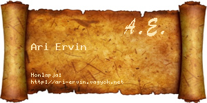 Ari Ervin névjegykártya